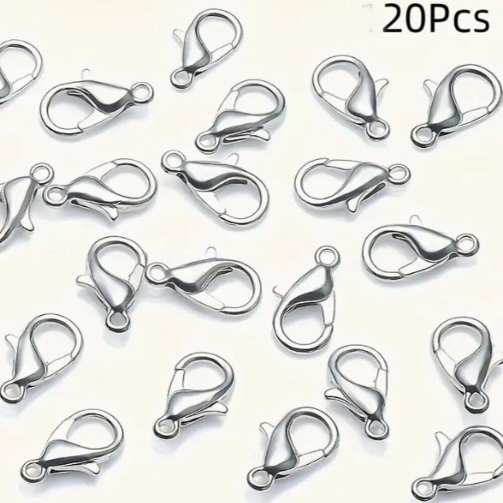 Premium Alloy Lobster Claw Clasps Silvery Small 20pcs
